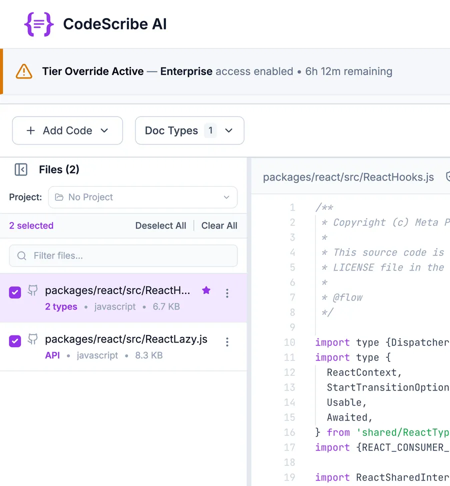 Ready to generate panel with Quick Start checklist