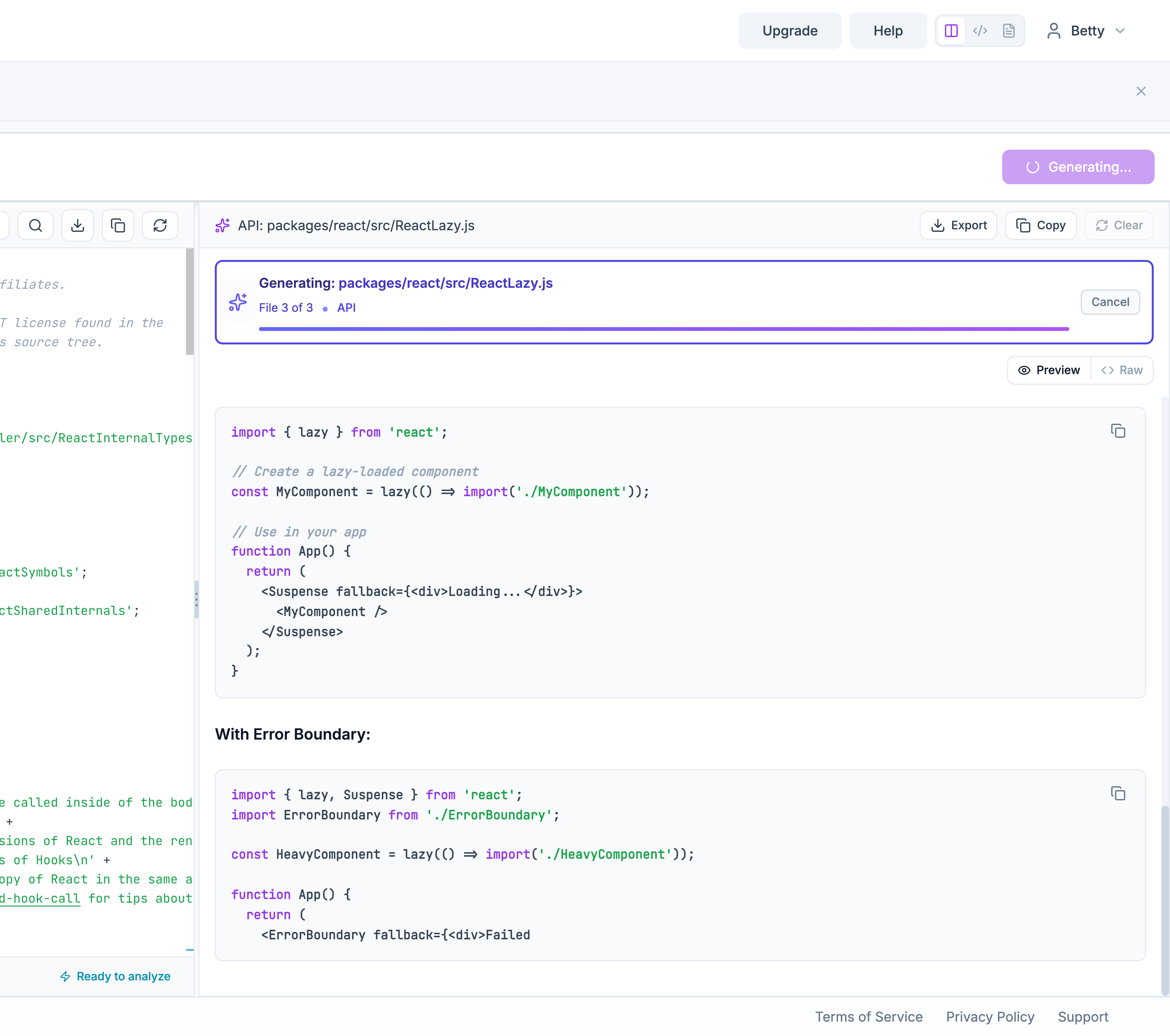 Real-time documentation generation with streaming progress